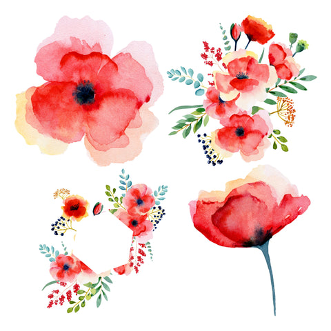 Watercolor Poppies XL Ephemera