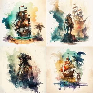 Watercolor Pirates Paper 9