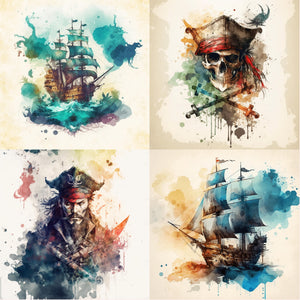 Watercolor Pirates Paper 10