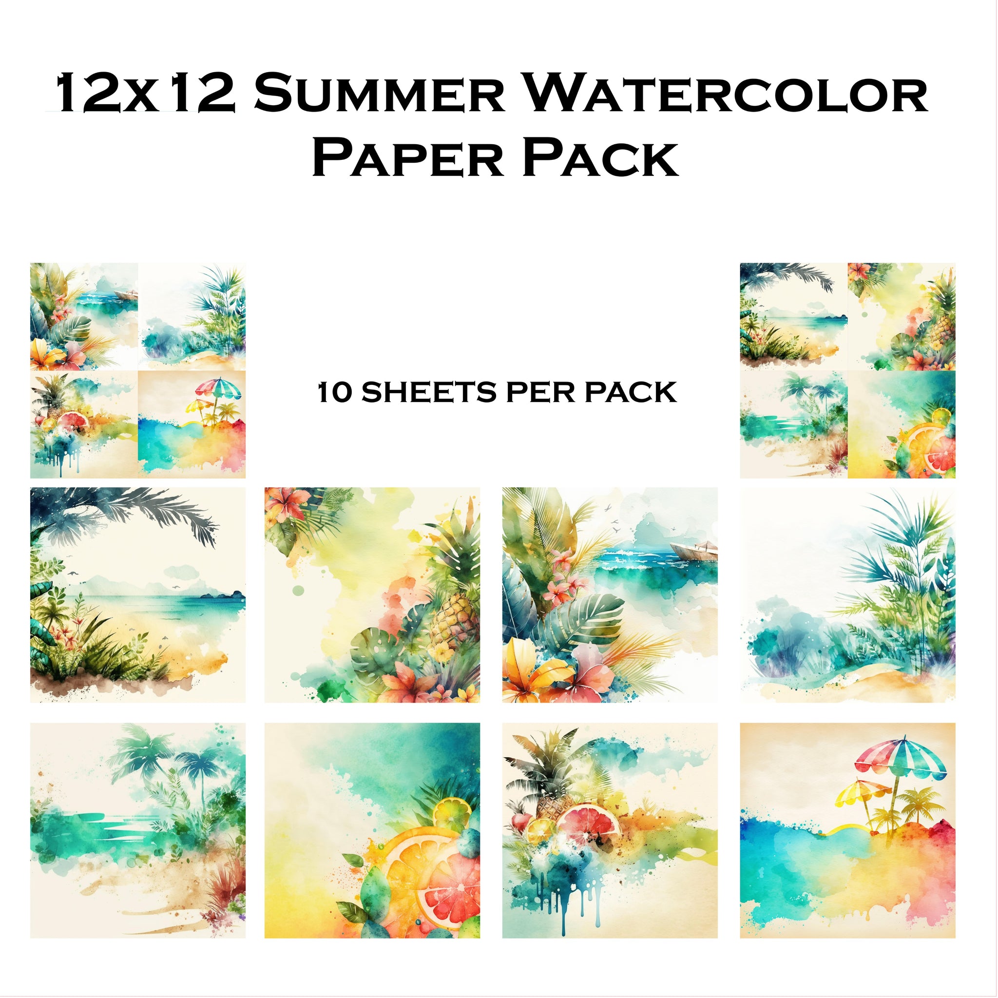 Watercolor Summer 12x12 Paper Pack