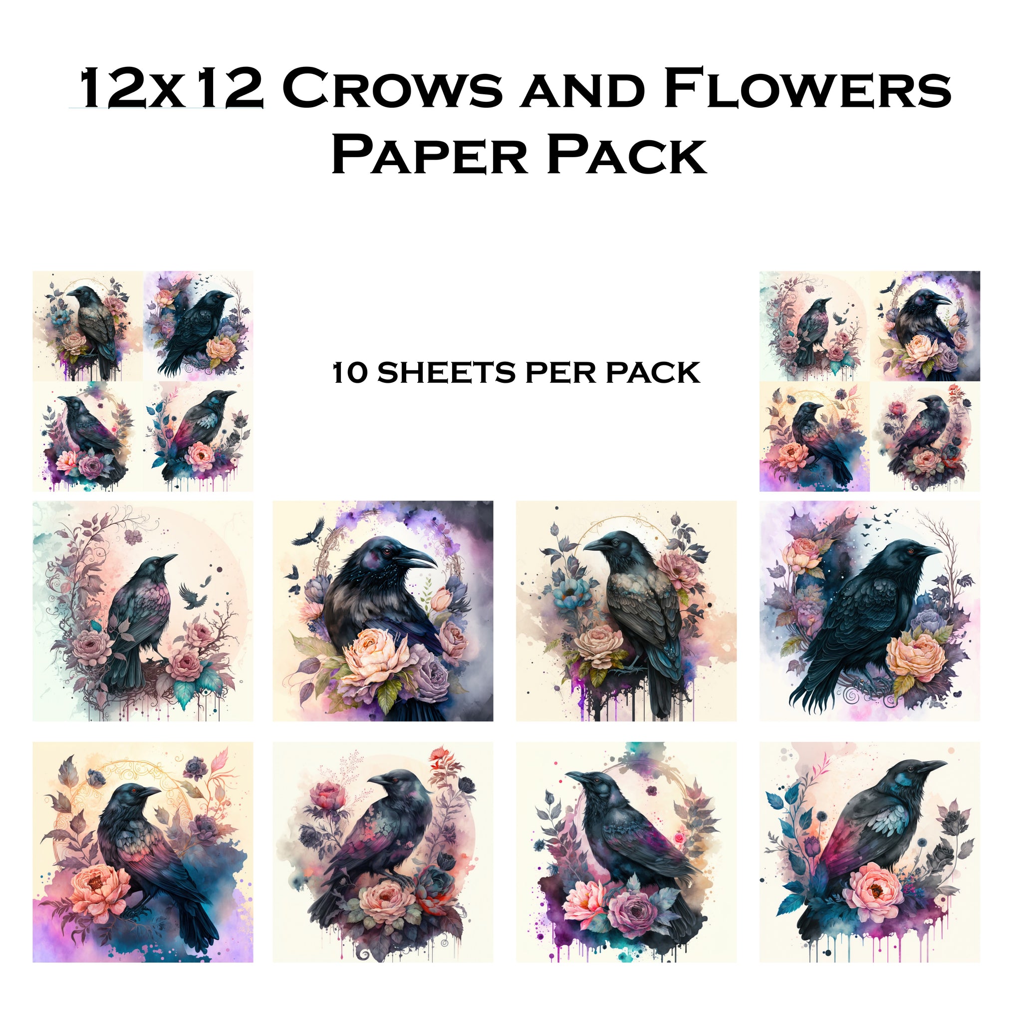Crows and Flowers 12x12 Paper Pack