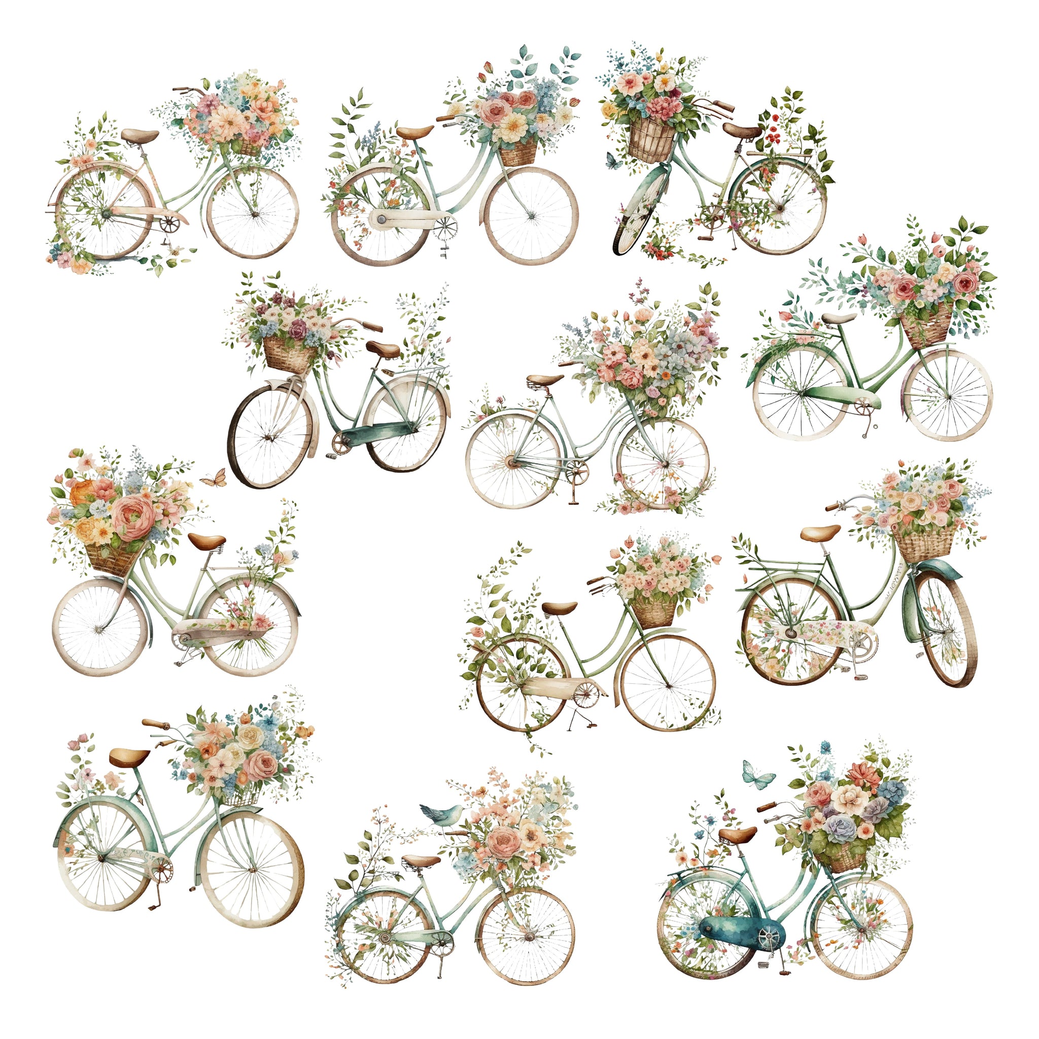 Floral Bicycle Ephemera Pack