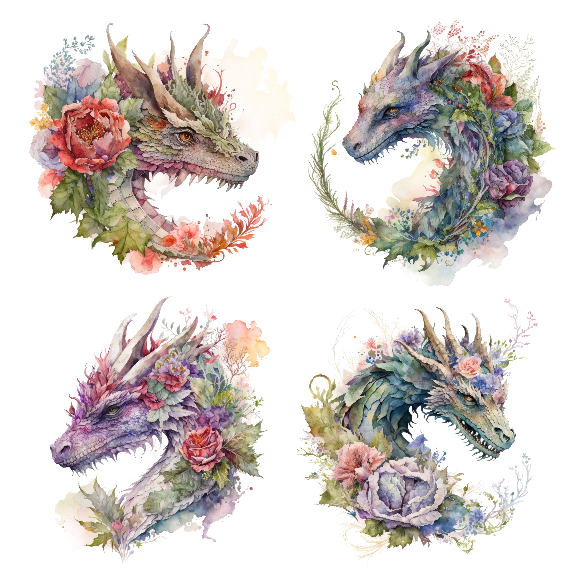 Floral Dragons XL Ephemera Pack