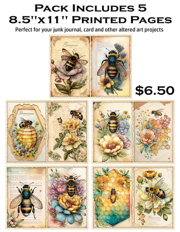 Beautiful Bees 8.5 x 11 Paper Pack