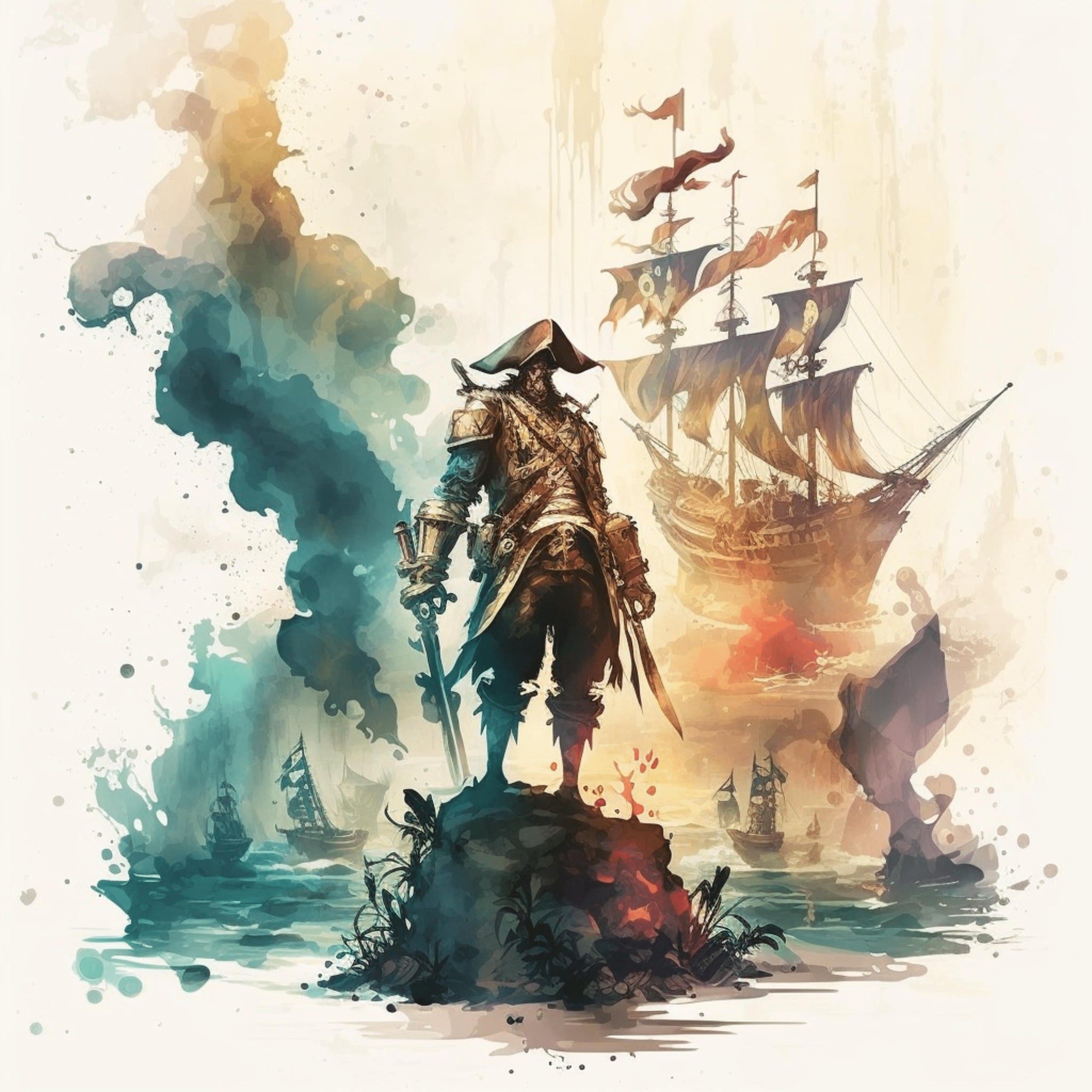 Watercolor Pirates Paper 2