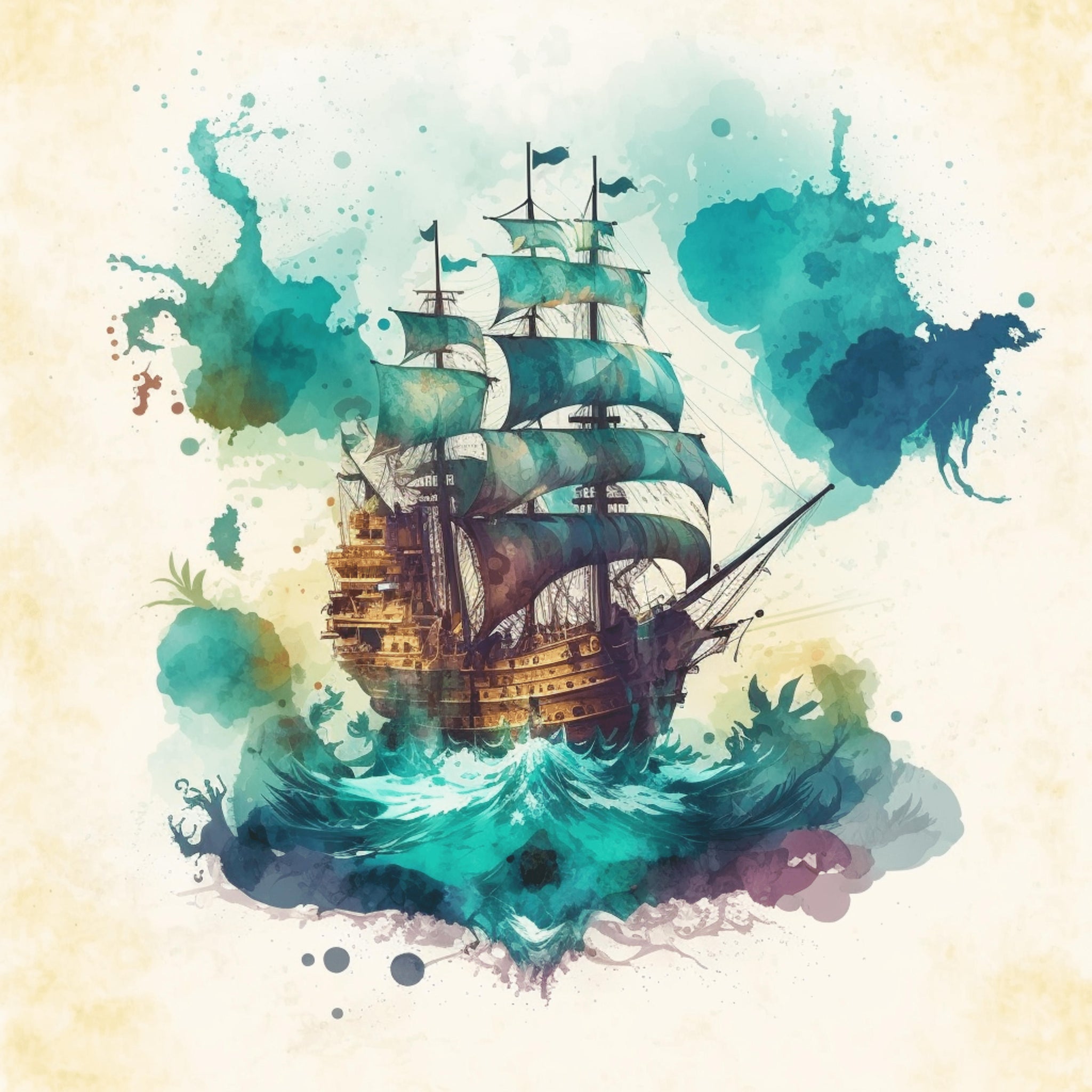 Watercolor Pirates Paper 5