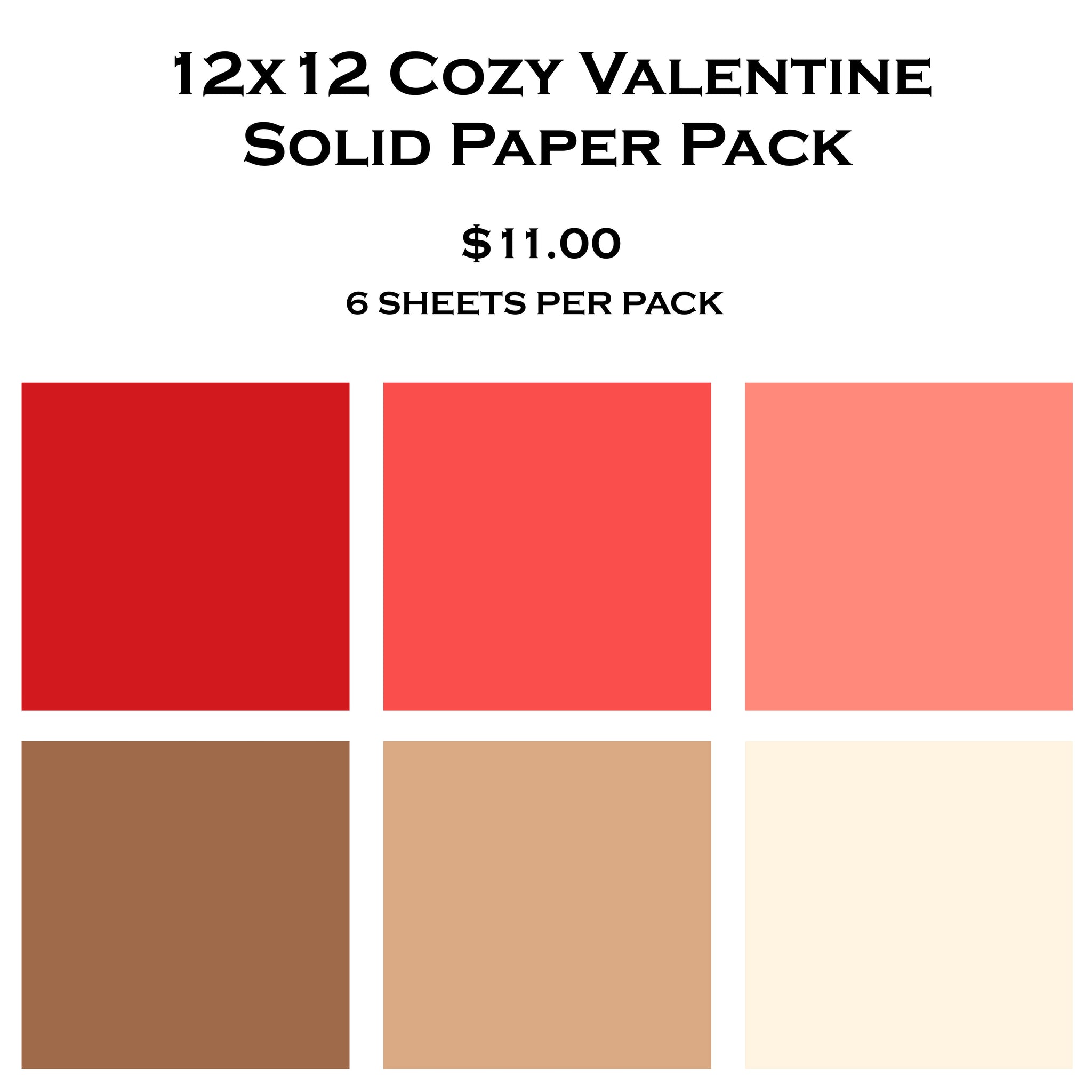 Cozy Valentine 12x12 Solid Paper Pack