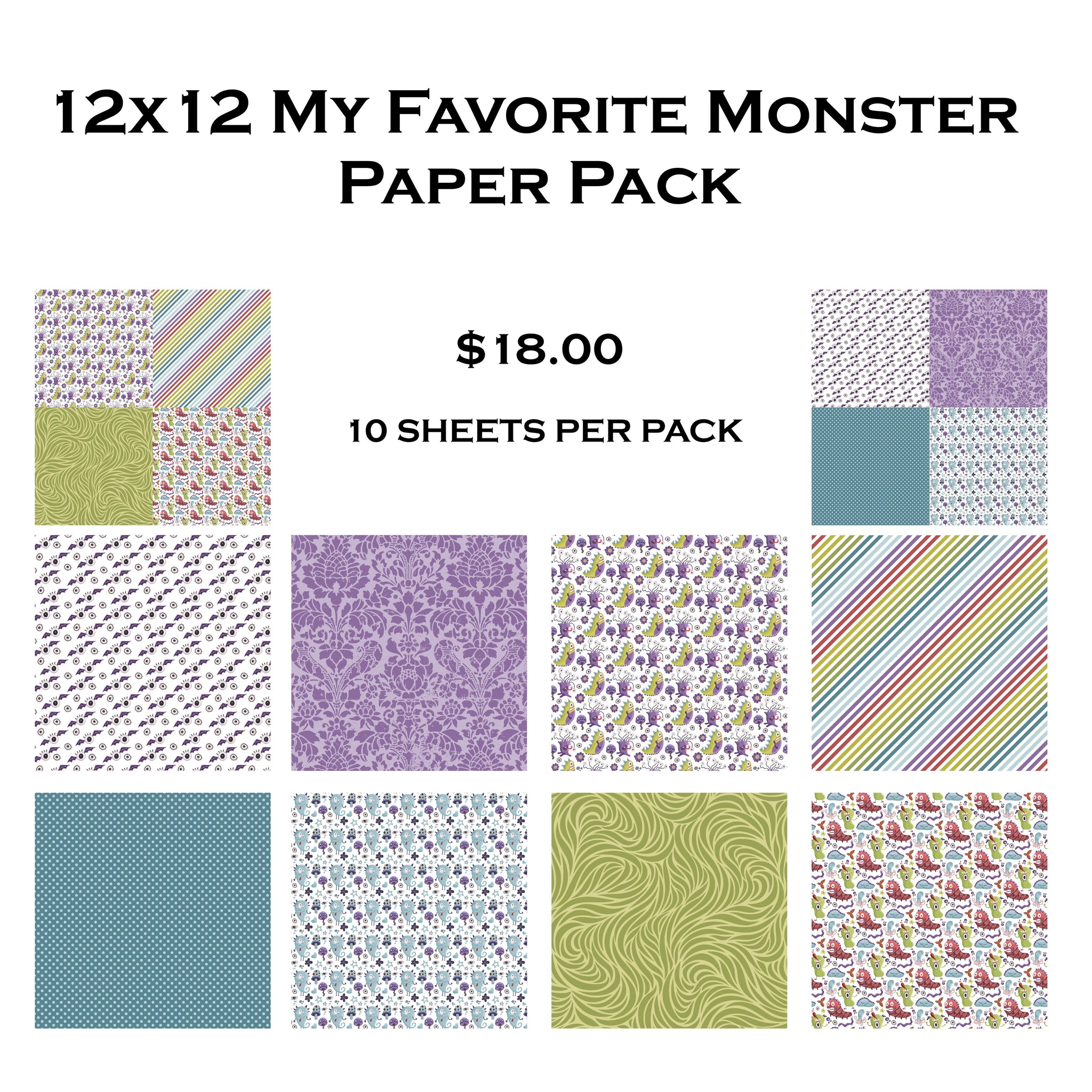 My Favorite Monster 12x12 Paper Pack