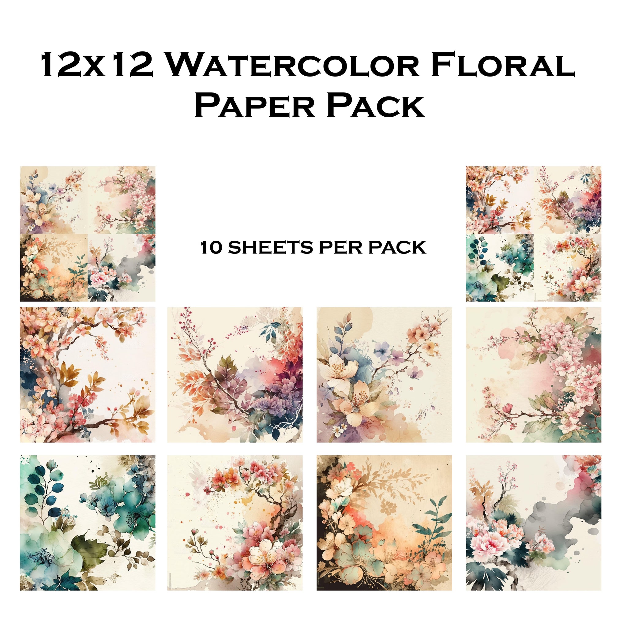 Watercolor Floral 12x12 Paper Pack