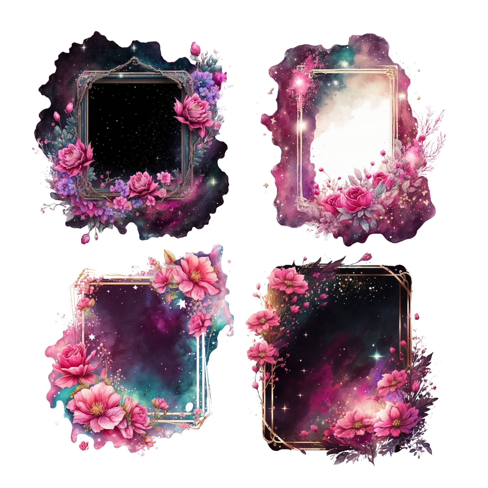 Pink Floral Frames XL Ephemera Pack
