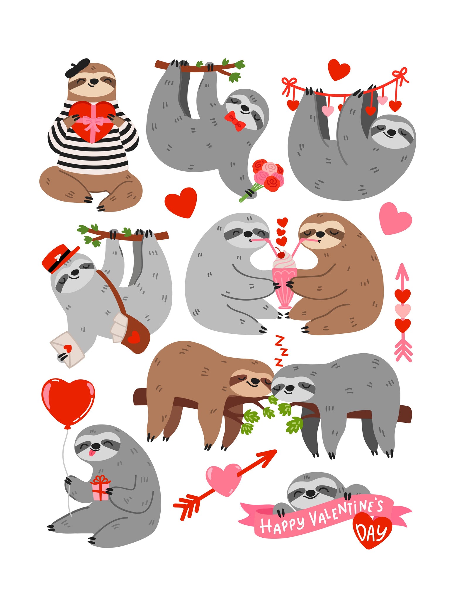 Valentine Sloths Ephemera