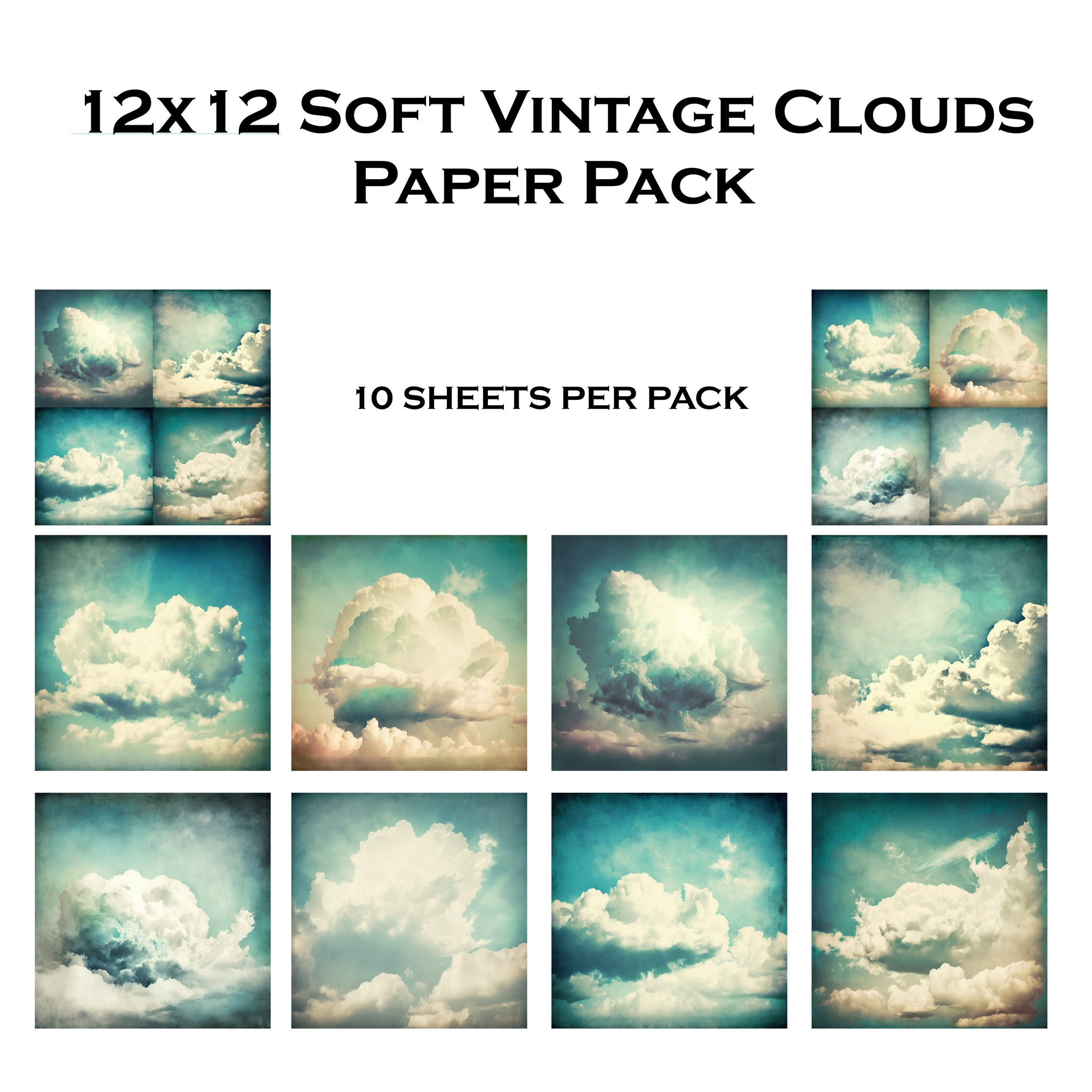 Soft Vintage Clouds 12x12 Paper Pack