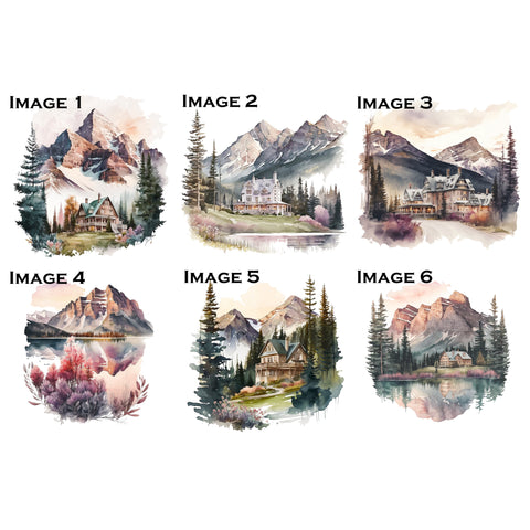 Banff Buildings Scenes Watercolor Single XL Ephemera