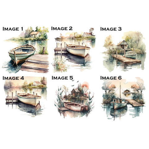 Boat Dock Watercolor Single XL Ephemera