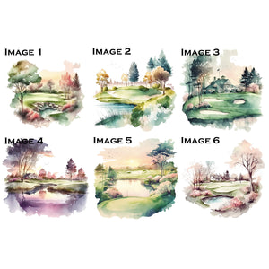 Golf Scenes Watercolor Single XL Ephemera