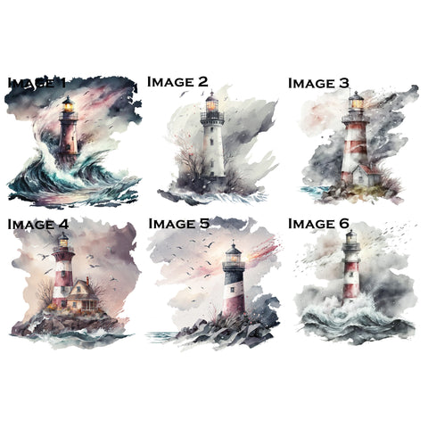 Stormy Lighthouse Watercolor Single XL Ephemera